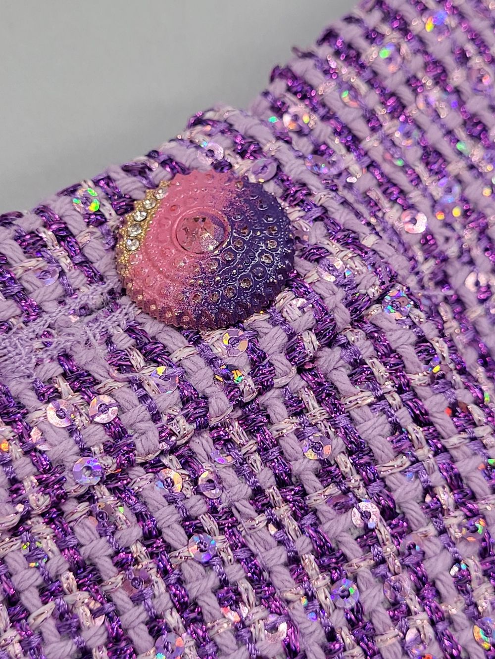 Nianlin Sleeveless Purple Sequin Tweed Shorts Set - Picture 12 of 17